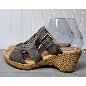 Gabor Comfort Womens Sandal Heels Size 5 Leather Embelished Cut Out Date Office